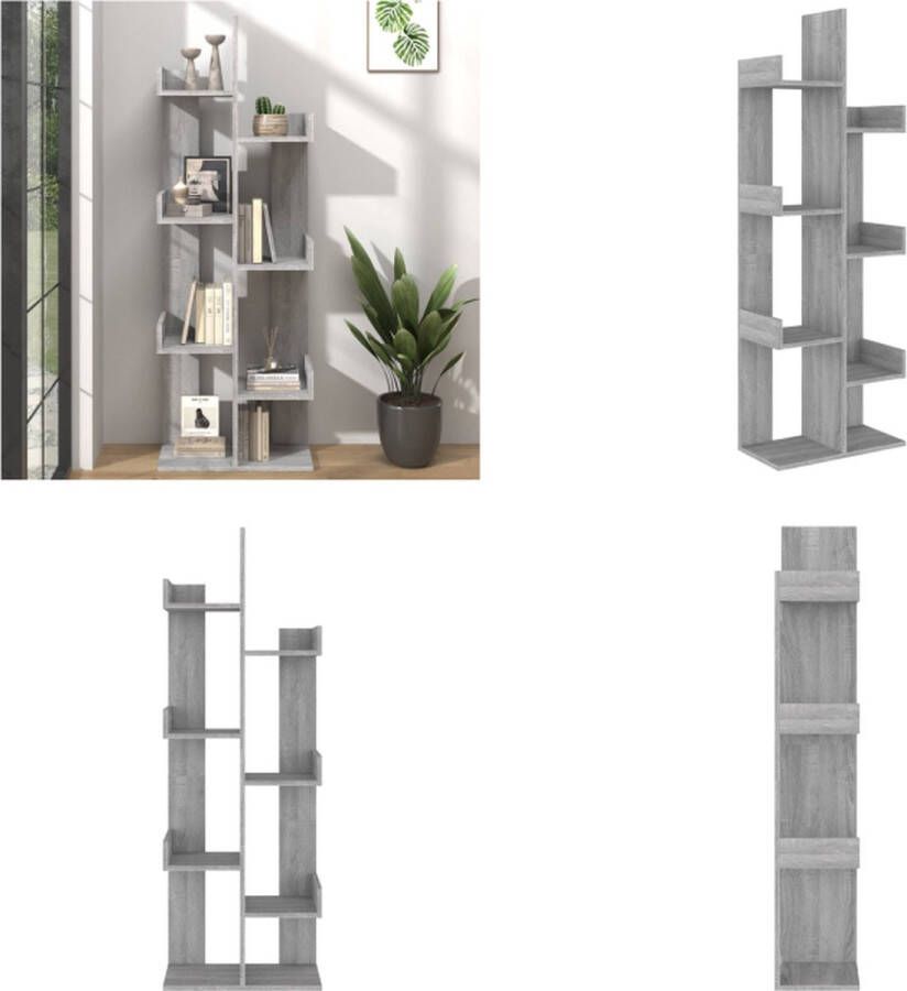 VidaXL Boekenkast 48x25-5x140 cm bewerkt hout grijs sonoma eikenkleur Boekenkast Boekenkasten Boeken Kast