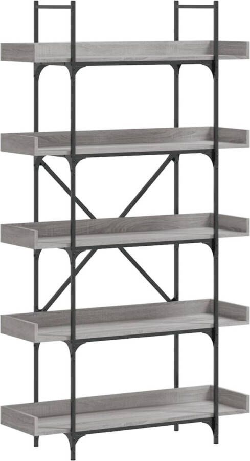 VidaXL -Boekenkast-5-laags-100x33x180 5-cm-bewerkt-hout-grijs-sonoma - Foto 2