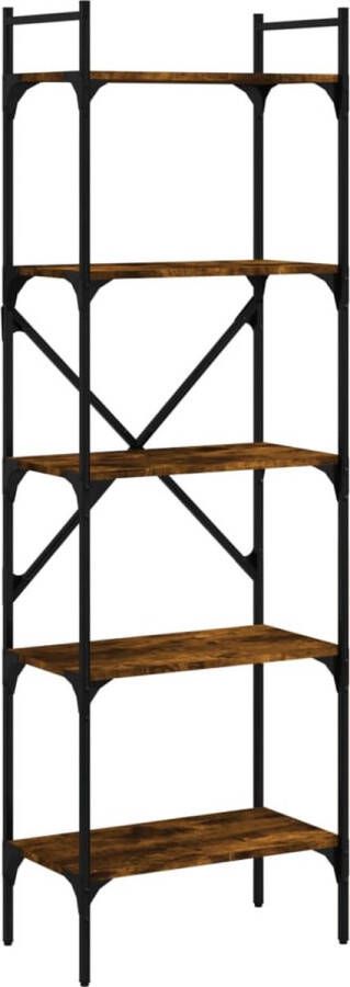 VidaXL Boekenkast 5-laags Gerookt Eiken 174 cm Boekenkast Industrieel Houten Boekenkast Bruine Boekenkast Bibliotheek Opslagoplossing Woonaccessoires