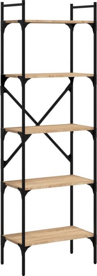 The Living Store Boekenkast Sonoma Eiken 56 x 31.5 x 174 cm Duurzaam bewerkt hout en metaal Boekenkast Houten Boekenkast Bibliotheekkast Vintage Boekenkast Industrieel Boekenkast