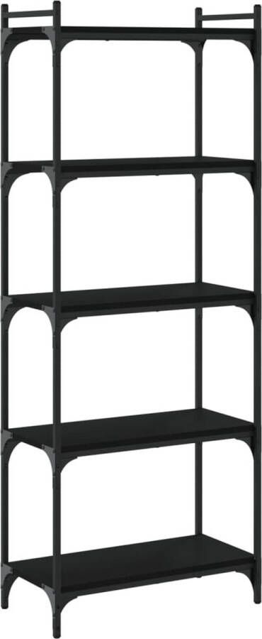 VidaXL Boekenkast 5-laags Zwart 60x30x154 cm Boekenkast Houten Boekenkast Bibliotheek Boekenplank Opbergkast Industrieel Meubilair Zwarte Boekenkast
