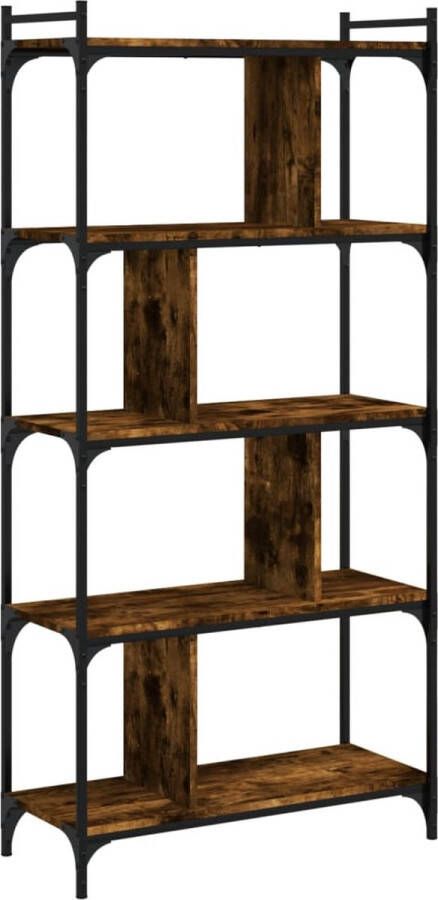 VidaXL Boekenkast 5-laags Gerookt Eiken 76x32x158 cm Boekenkast Houten Boekenkast Bruine Boekenkast Vintage Boekenkast Industrieel Boekenkast Boekenplank Opslagoplossing Woonaccessoires