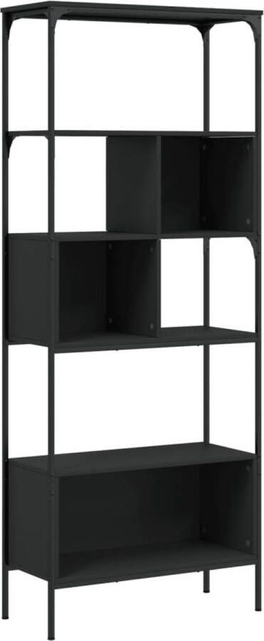 VidaXL -Boekenkast-5-laags-76x33x188 5-cm-bewerkt-hout-zwart - Foto 3