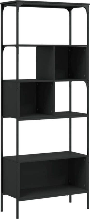 VidaXL Stijlvolle zwarte 5-laags boekenkast 76x33x188 5 cm Boekenkast Boekenkasten Boeken Plank Schappenkast
