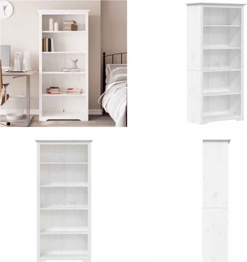 VidaXL -Boekenkast-5-laags-BODO-80x38x180-cm-massief-grenenhout-wit