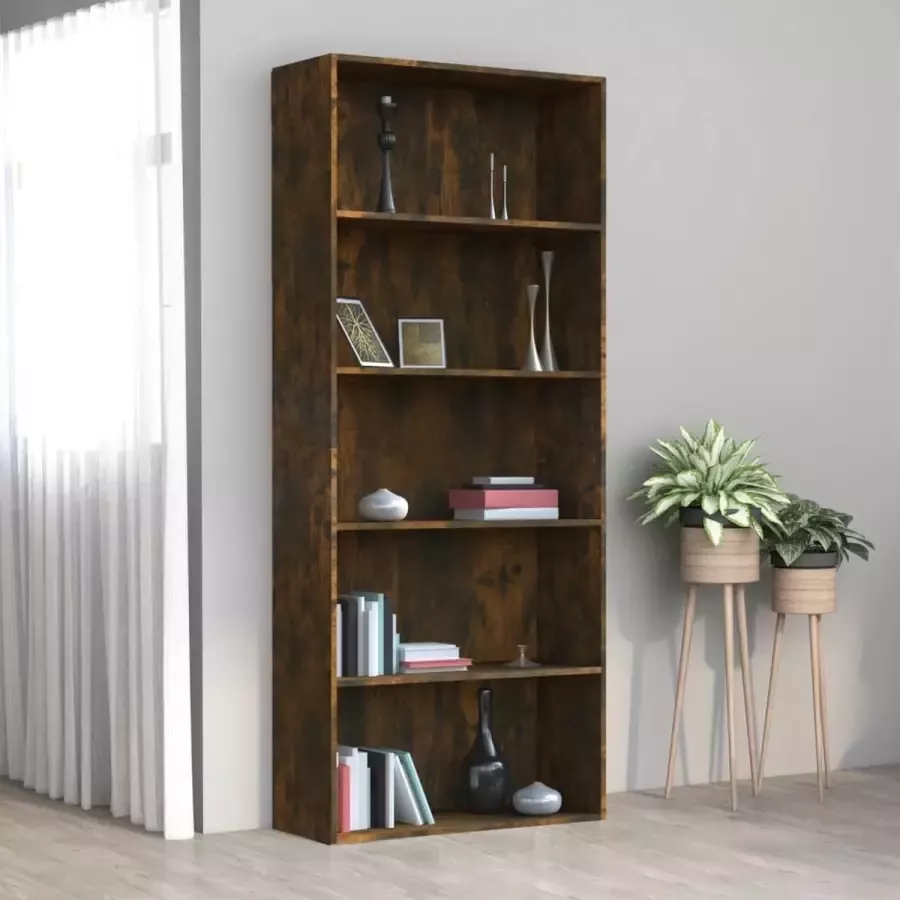 VidaXL Boekenkast 5-laags spaanplaat 80x30x189 cm kleur smoked eiken