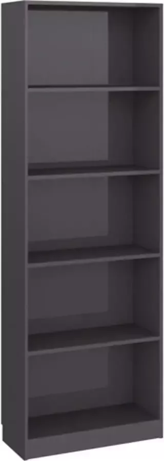 VIDAXL Boekenkast 5 schappen 60x24x175 cm bewerkt hout hoogglans grijs - Foto 2