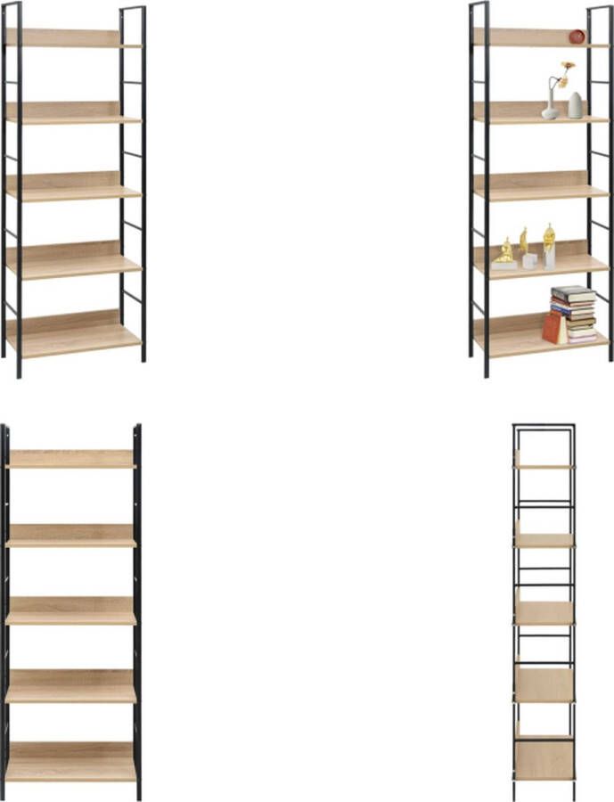 VidaXL Boekenkast 5 schappen 60x27-6x158-5 cm spaanplaat eikenkleurig Schappenkast Schappenkasten Opbergkast Opbergkasten