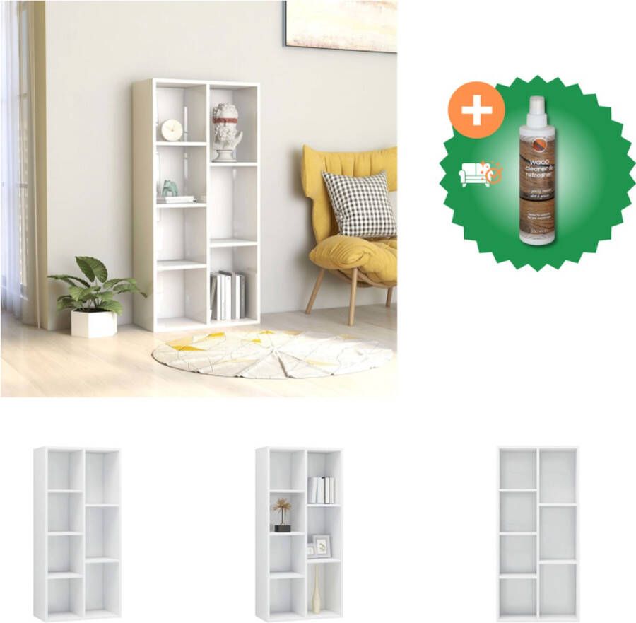 VidaXL Boekenkast 50x25x106 cm bewerkt hout hoogglans wit Kast Inclusief Houtreiniger en verfrisser