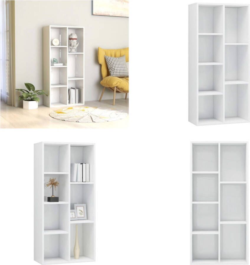 VidaXL Boekenkast 50x25x106 cm bewerkt hout hoogglans wit Boekenkast Boekenkasten Boekenschap Boekenschappen