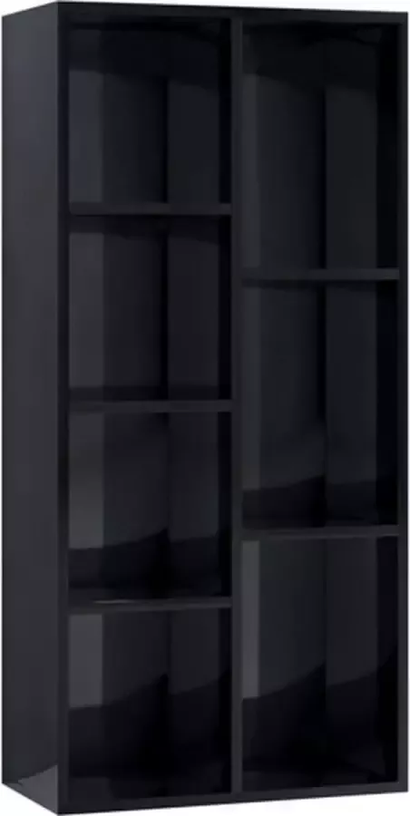 VidaXL Boekenkast 50x25x106 cm bewerkt hout hoogglans zwart - Foto 2