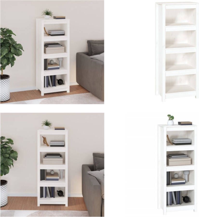 VidaXL Boekenkast 50x35x125 5 cm massief grenenhout wit Boekenkast Kast Boekenplank Opbergruimte
