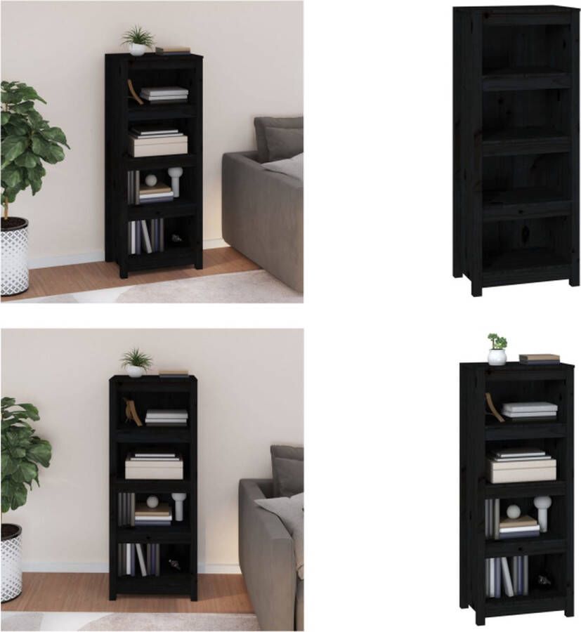 VidaXL Boekenkast 50x35x125 5 cm massief grenenhout zwart Boekenkast Kast Boekenplank Opbergruimte