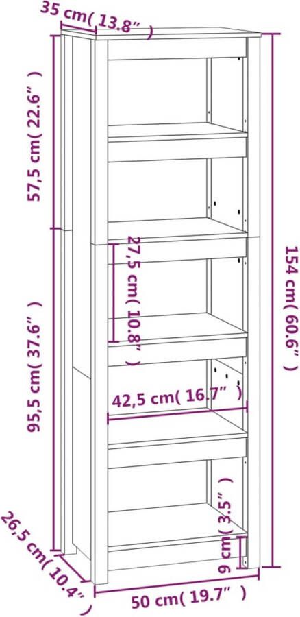 VidaXL -Boekenkast-50x35x154-cm-massief-grenenhout - Foto 3