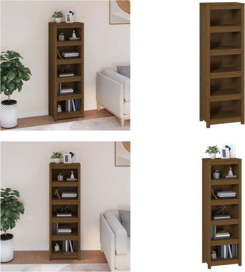 VidaXL Boekenkast 50x35x154 cm massief grenenhout honingbruin Boekenkast Kast Boekenplank Opbergruimte