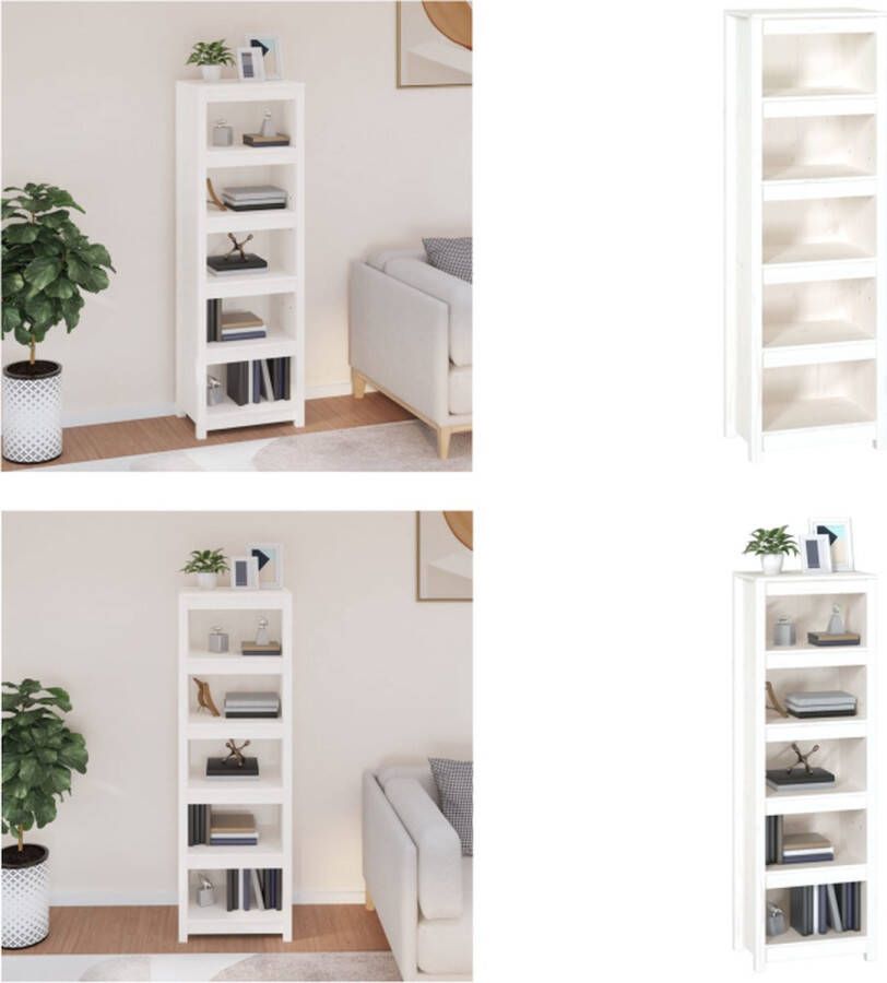 VidaXL Boekenkast 50x35x154 cm massief grenenhout wit Boekenkast Kast Boekenplank Opbergruimte