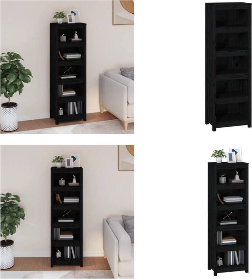 VidaXL Boekenkast 50x35x154 cm massief grenenhout zwart Boekenkast Kast Boekenplank Opbergruimte