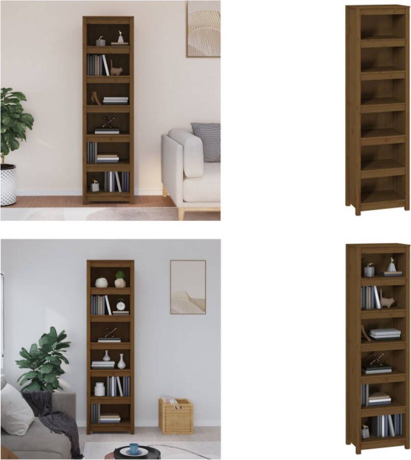 VidaXL Boekenkast 50x35x183 cm massief grenenhout honingbruin Boekenkast Kast Boekenplank Opbergruimte