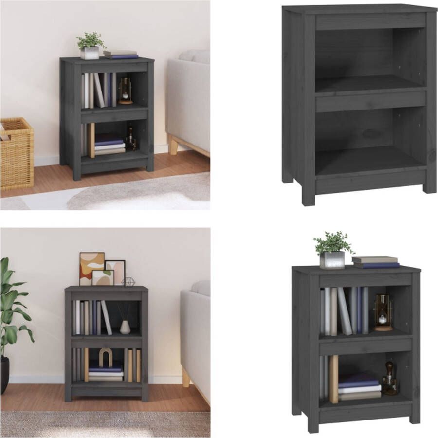 VidaXL Boekenkast 50x35x68 cm massief grenenhout grijs Boekenkast Kast Boekenplank Opbergruimte