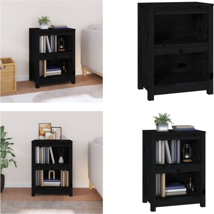 VidaXL Boekenkast 50x35x68 cm massief grenenhout zwart Boekenkast Kast Boekenplank Opbergruimte