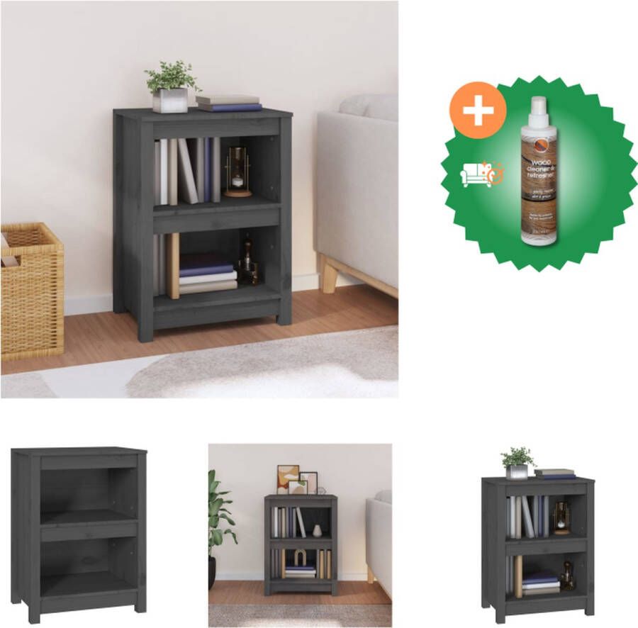 VidaXL Boekenkast 50x35x68 cm massief grenenhout grijs Kast Inclusief Houtreiniger en verfrisser