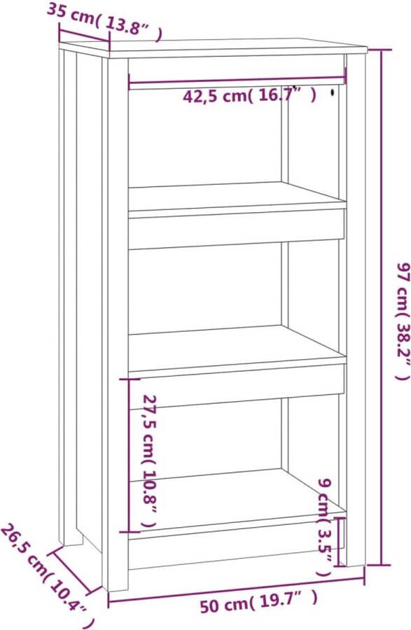 VidaXL -Boekenkast-50x35x97-cm-massief-grenenhout-grijs - Foto 3