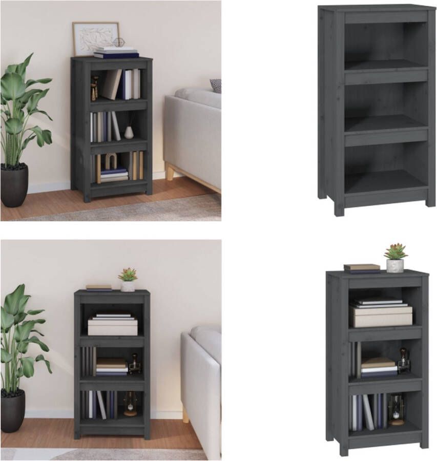VidaXL Boekenkast 50x35x97 cm massief grenenhout grijs Boekenkast Kast Boekenplank Opbergruimte