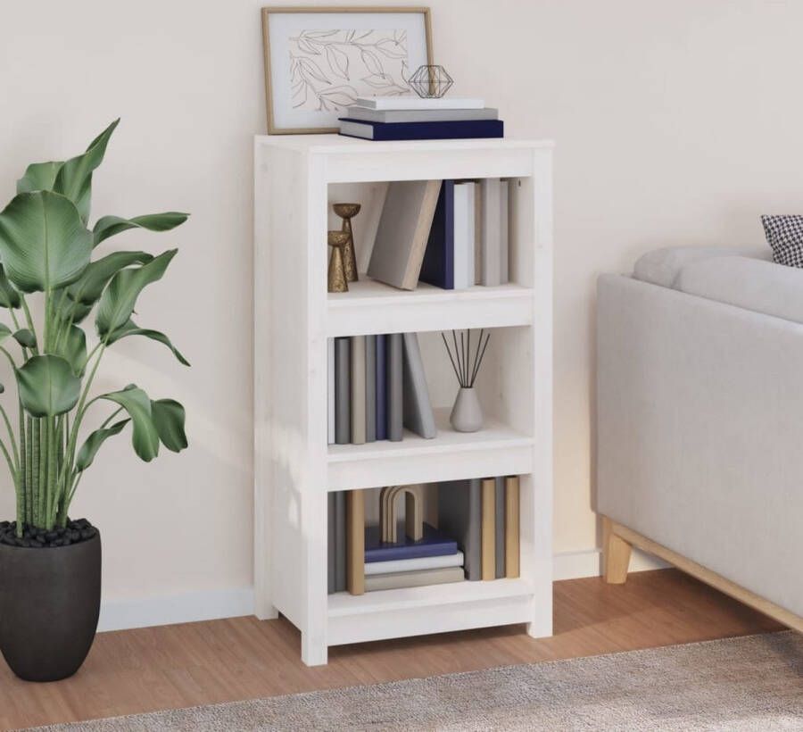 VidaXL -Boekenkast-50x35x97-cm-massief-grenenhout-wit