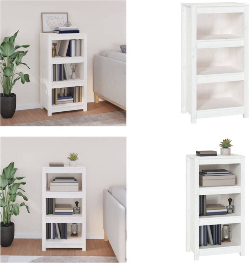 VidaXL Boekenkast 50x35x97 cm massief grenenhout wit Boekenkast Kast Boekenplank Opbergruimte