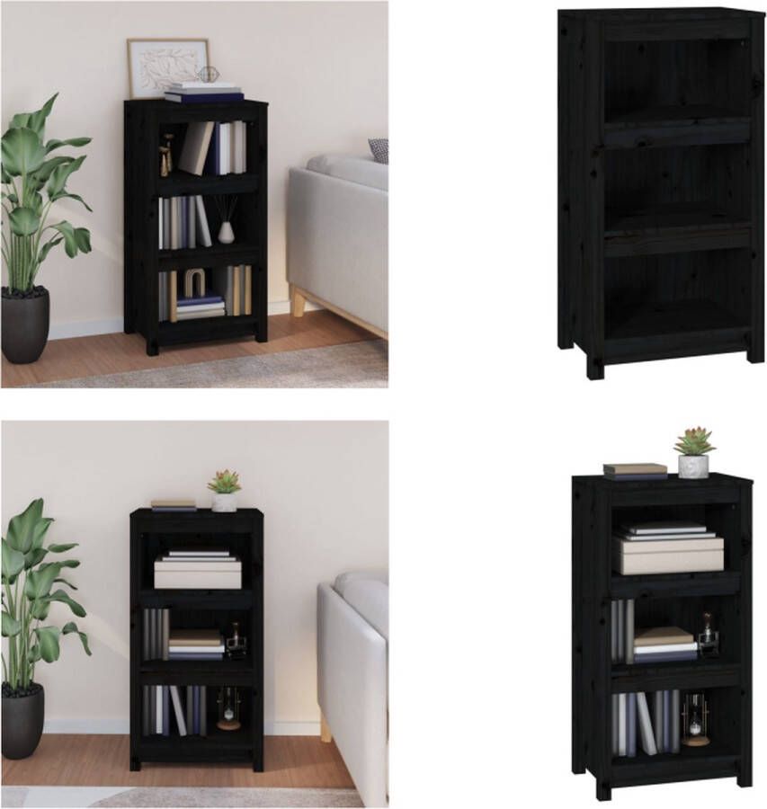 VidaXL Boekenkast 50x35x97 cm massief grenenhout zwart Boekenkast Kast Boekenplank Opbergruimte