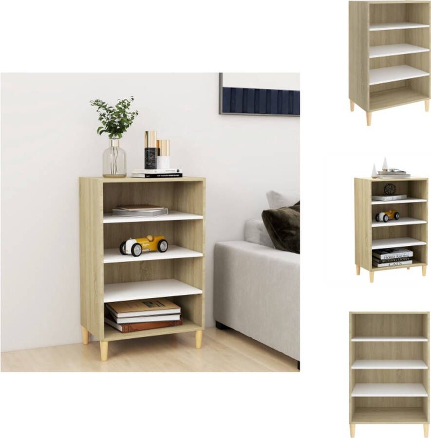 VidaXL Dressoir Dressoirs Zijkast Dressoir 57x35x90 cm spaanplaat wit en sonoma eikenkleurig - Foto 2