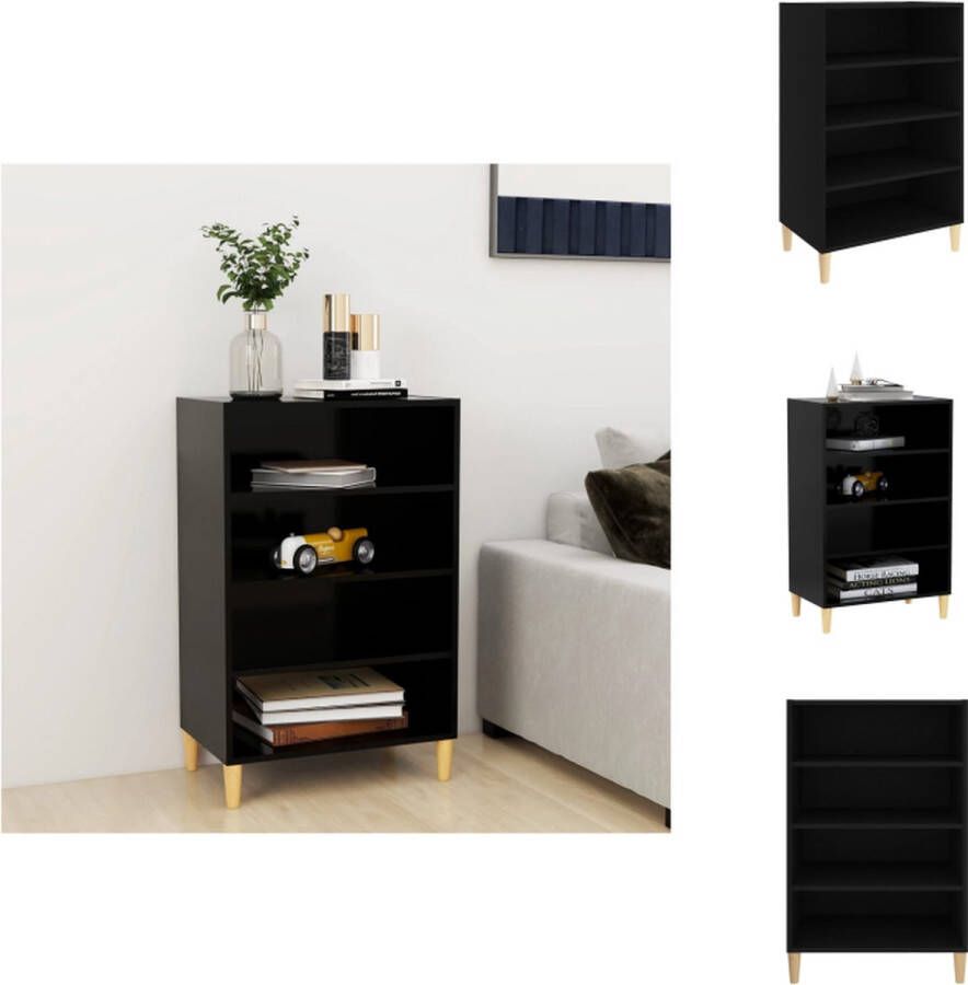 VidaXL Boekenkast 57 x 35 x 90 cm Zwart Spaanplaat en massief eucalyptushout Keukenkast - Foto 2