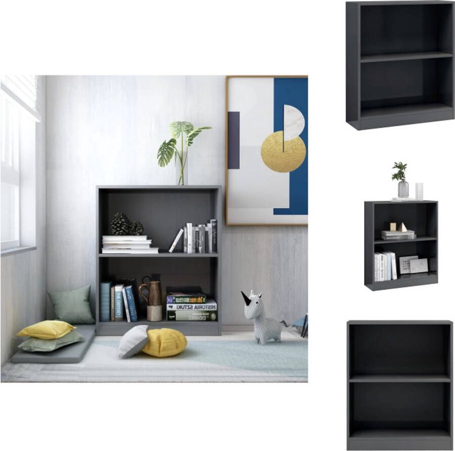 VidaXL Boekenkast Boekenkasten Boekenschap Boekenschappen Boekenkast 60x24x74-5 cm bewerkt hout hoogglans grijs