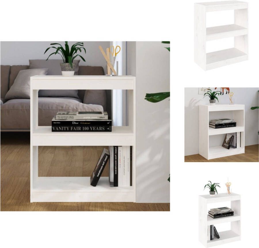 VidaXL Boekenkast Boekenkasten Opbergkast Kast Boekenkast kamerscherm 60x30x71-5 cm massief grenenhout wit