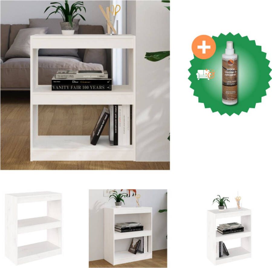 VidaXL Boekenkast 60 x 30 x 71.5 cm Massief Grenenhout Wit Kast Inclusief Houtreiniger en verfrisser