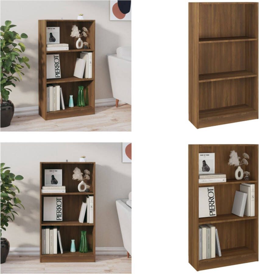 vidaXL Boekenkast 60x24x109 cm bewerkt hout bruineikenkleurig Boekenkast Boekenkasten Boekenschap Kast