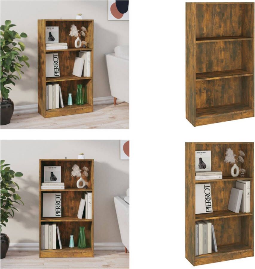 vidaXL Boekenkast 60x24x109 cm bewerkt hout gerookt eikenkleurig Boekenkast Boekenkasten Boekenschap Kast