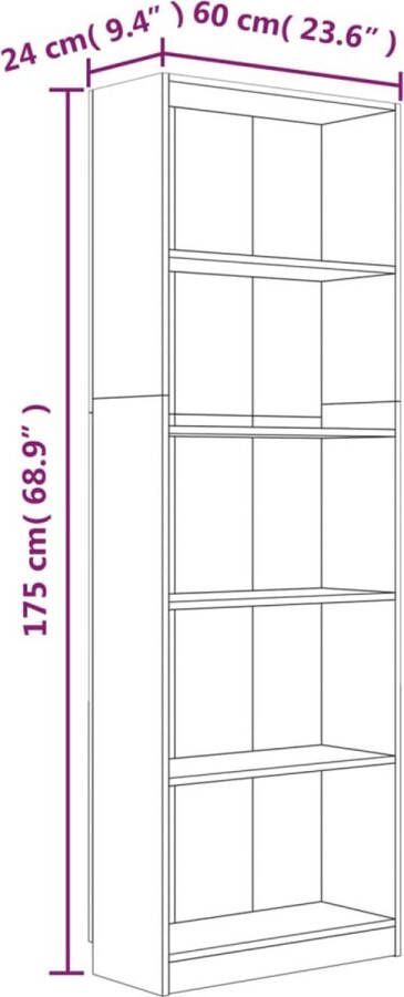 VidaXL -Boekenkast-60x24x175-cm-bewerkt-hout-bruineikenkleurig