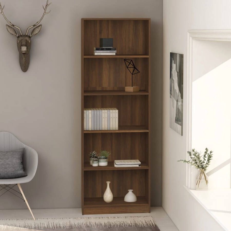 VidaXL -Boekenkast-60x24x175-cm-bewerkt-hout-bruineikenkleurig - Foto 3