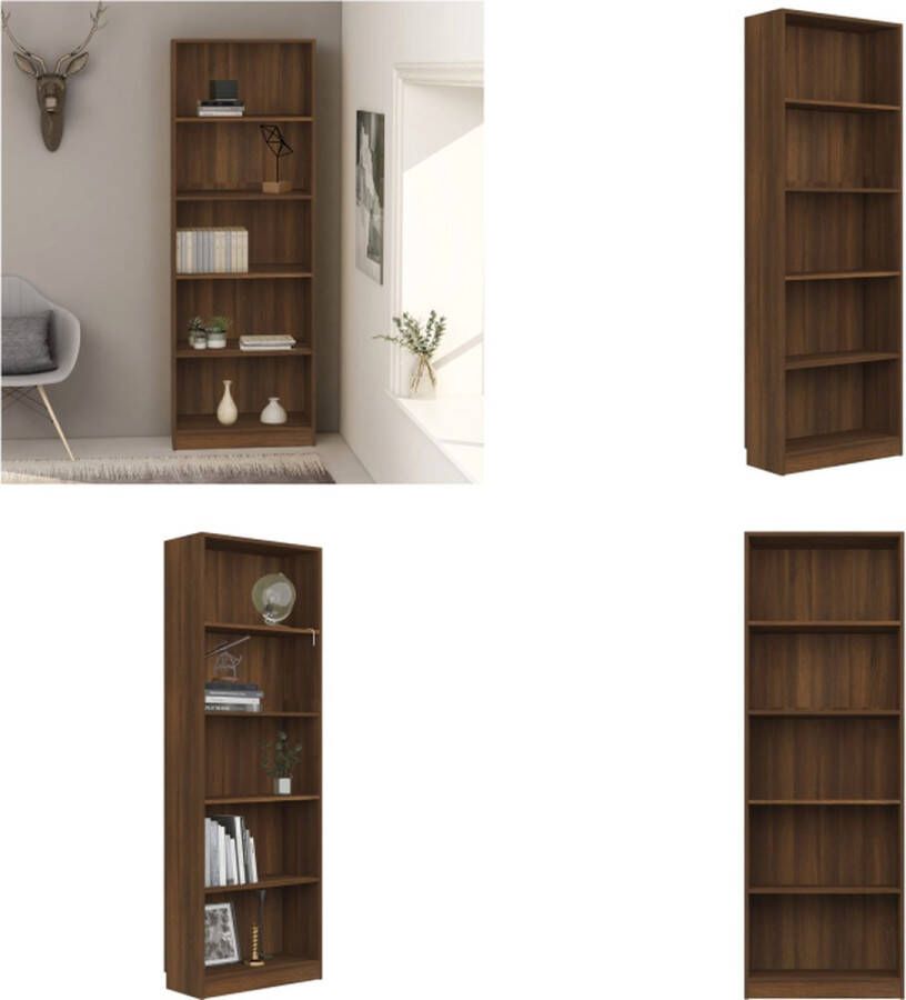 VidaXL Boekenkast 60x24x175 cm bewerkt hout bruineikenkleurig Boekenkast Boekenkasten Boekenschap Boekenstandaard