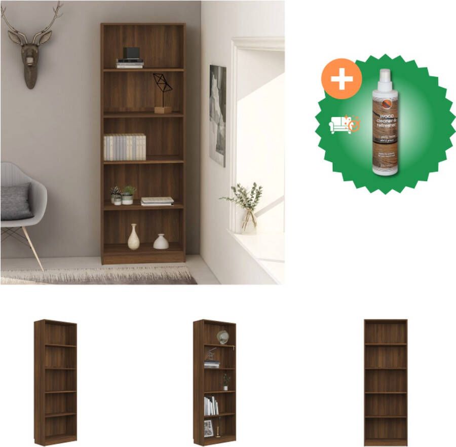 VidaXL Boekenkast 60x24x175 cm bewerkt hout bruineikenkleurig Kast Inclusief Houtreiniger en verfrisser