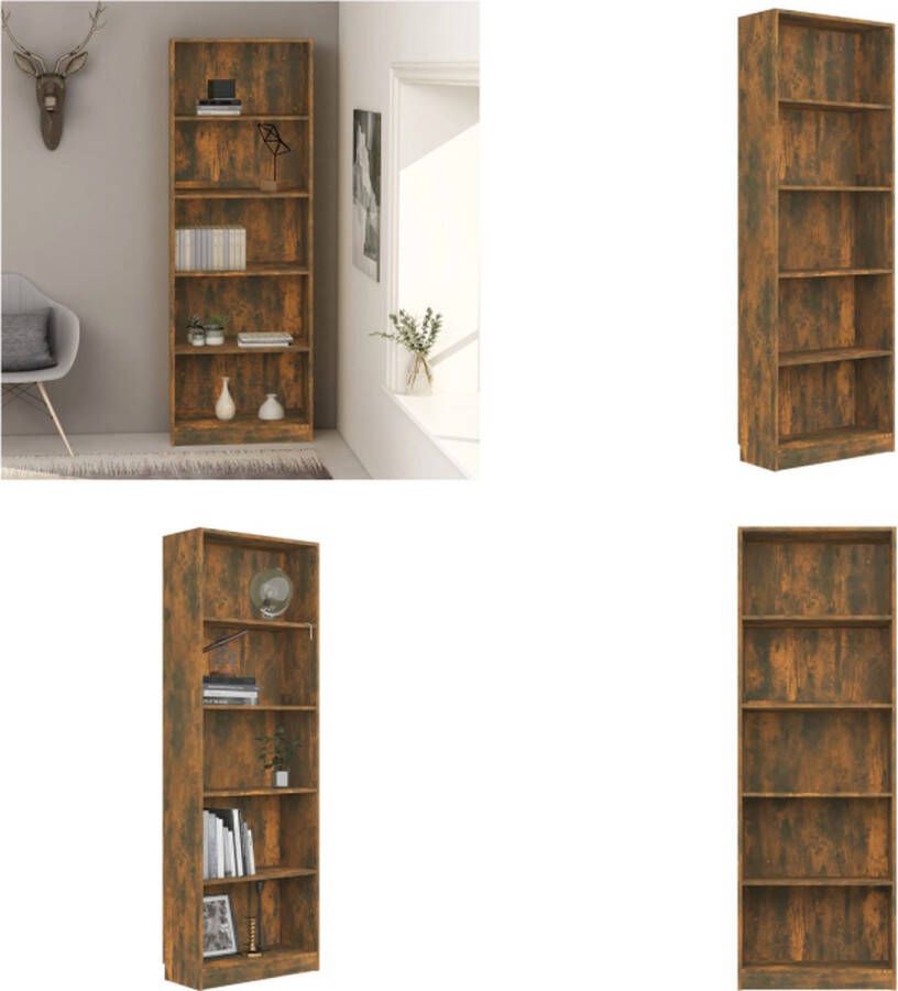 VidaXL Boekenkast 60x24x175 cm bewerkt hout gerookt eikenkleurig Boekenkast Boekenkasten Boekenschap Boekenstandaard