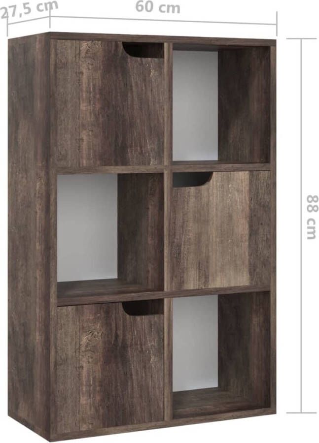 VidaXL -Boekenkast-60x27 5x88-cm-bewerkt-hout-gerookt-eikenkleur - Foto 2