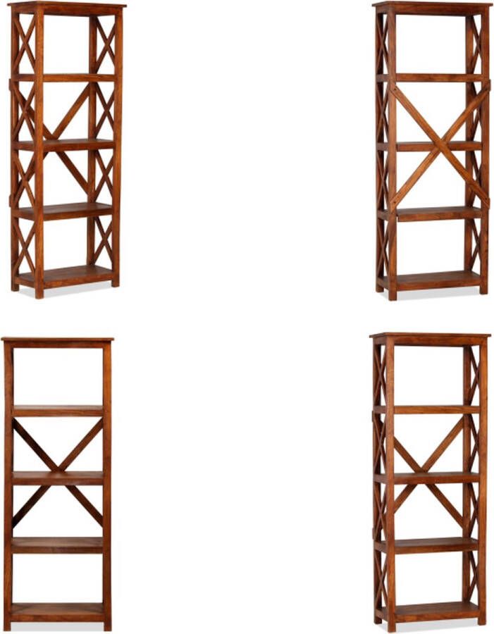 VidaXL Boekenkast 60x30x160 cm acaciahout met honingafwerking Boekenplank Boekenplanken Staande Boekenkast Staande Boekenkasten