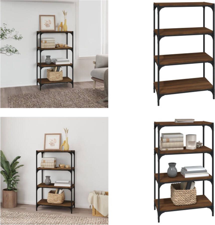 VidaXL Boekenkast 60x33x100 cm bewerkt hout en staal bruin eikenkleur Boekenkast Boekenkasten Boekenplank Boekenkast