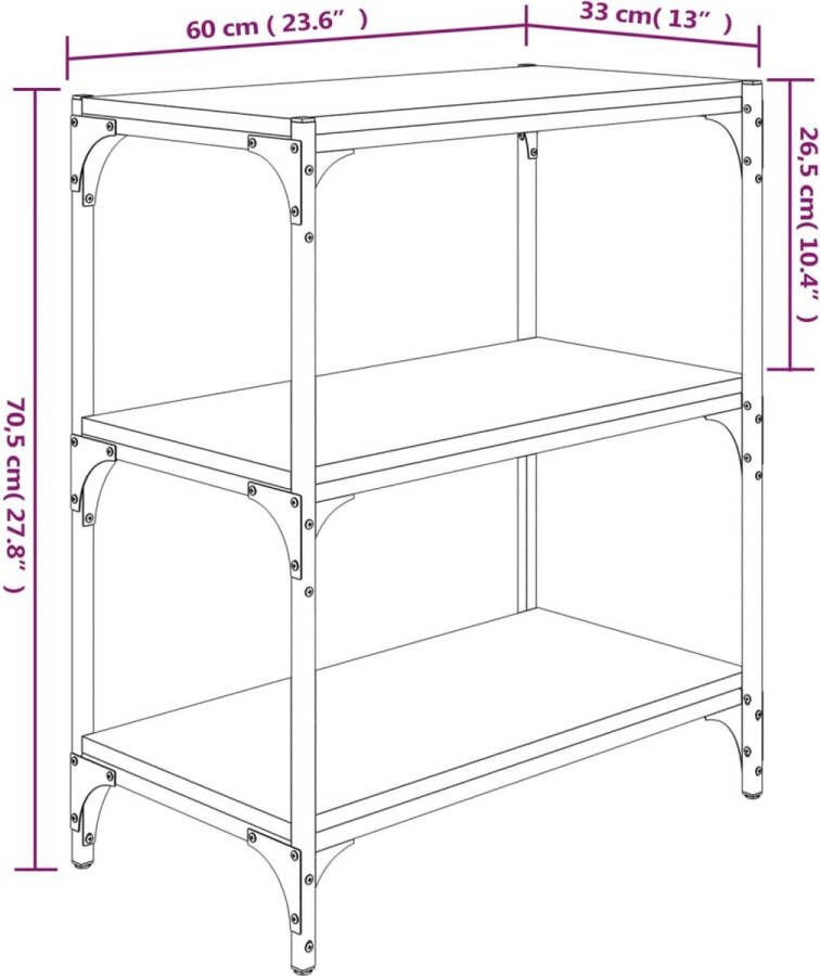 VidaXL -Boekenkast-60x33x70 5-cm-bewerkt-hout-en-staal-zwart - Foto 3