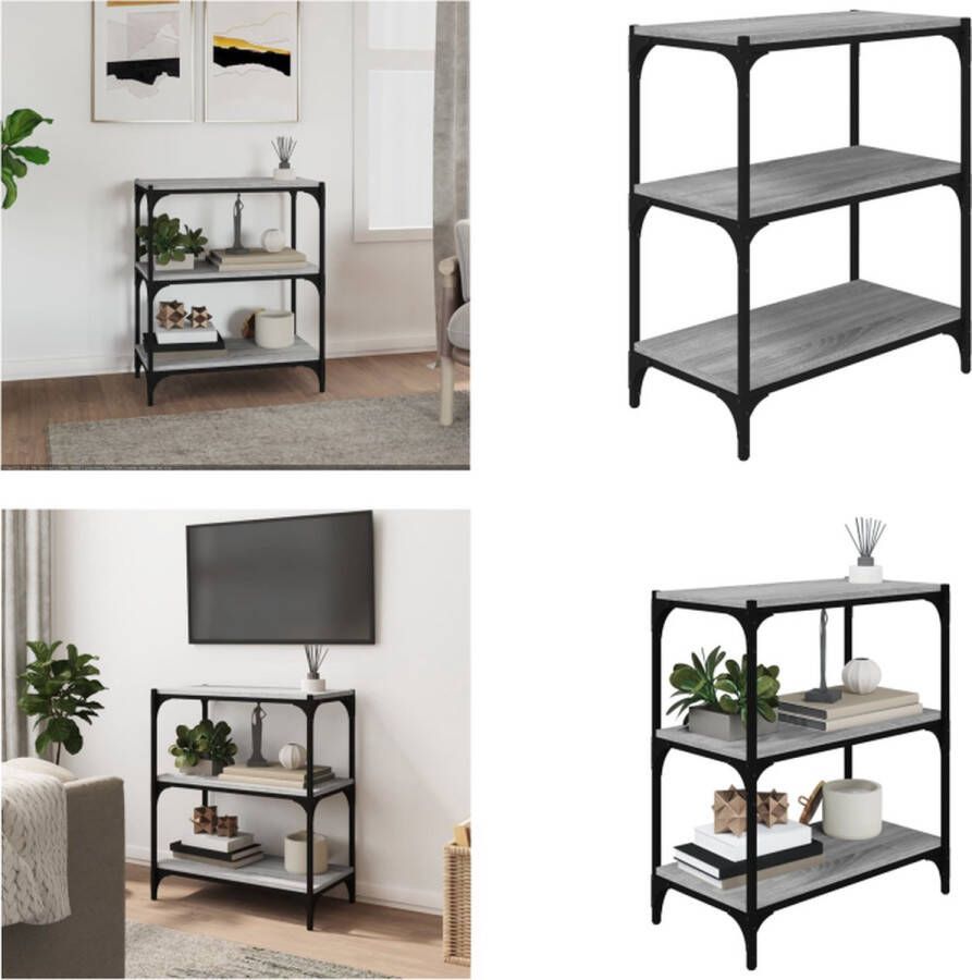 VidaXL Boekenkast 60x33x70 5 cm Grijs Sonoma Eiken Boekenkast Bibliotheek Kast Industrieel Interieur Houten Boekenkast - Foto 2