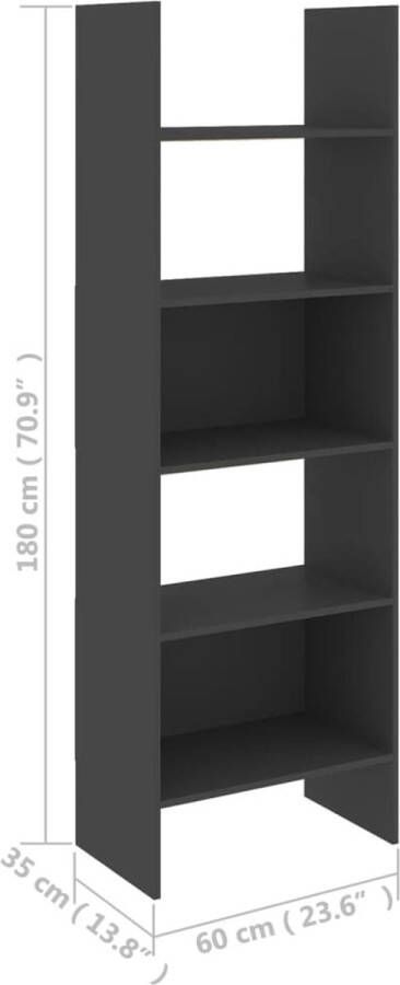 VidaXL Prolenta Premium Boekenkast 60x35x180 cm spaanplaat grijs - Foto 2