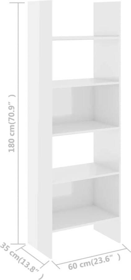 VidaXL -Boekenkast-60x35x180-cm-bewerkt-hout-hoogglans-wit - Foto 2