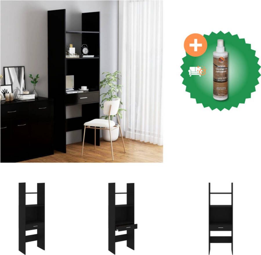 VidaXL Opbergkast XYZ Boekenkast 60 x 35 x 180 cm Zwart Spaa Kast Inclusief Houtreiniger en verfrisser